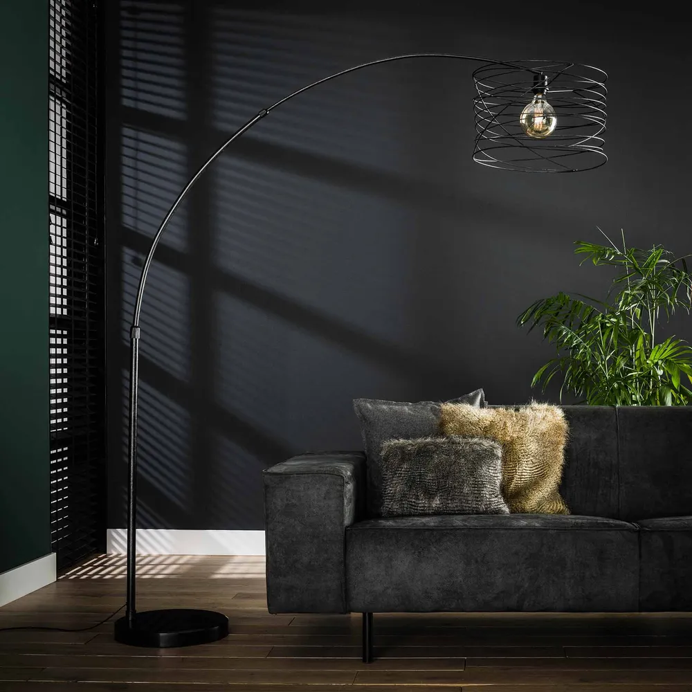 Bogenlampe “Curl”, 1-Fassung, Charcoal, dynamische Eleganz – Bild 3