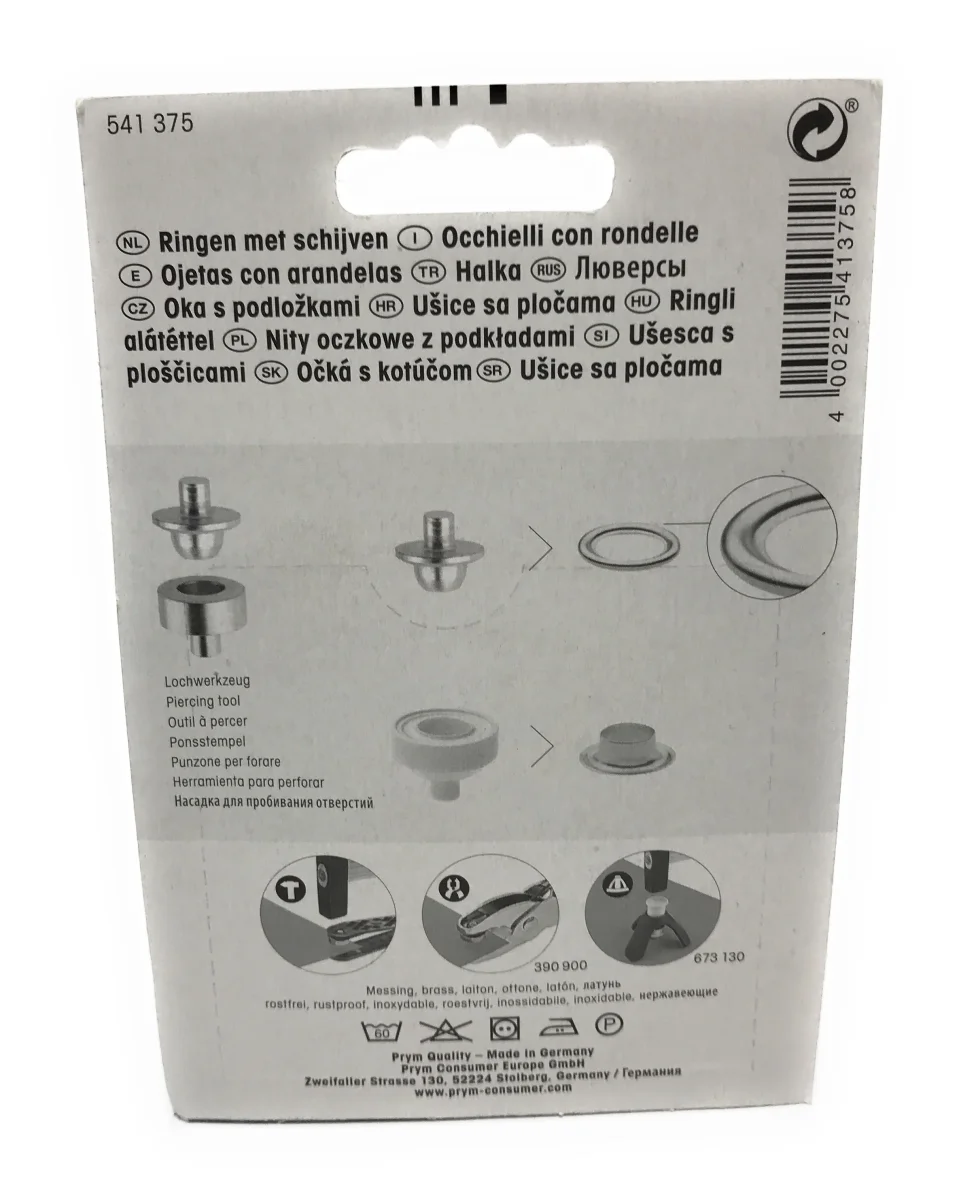 Prym Ösen mit Scheiben Messing/vernickelt 11 mm 15 Stück – Bild 3