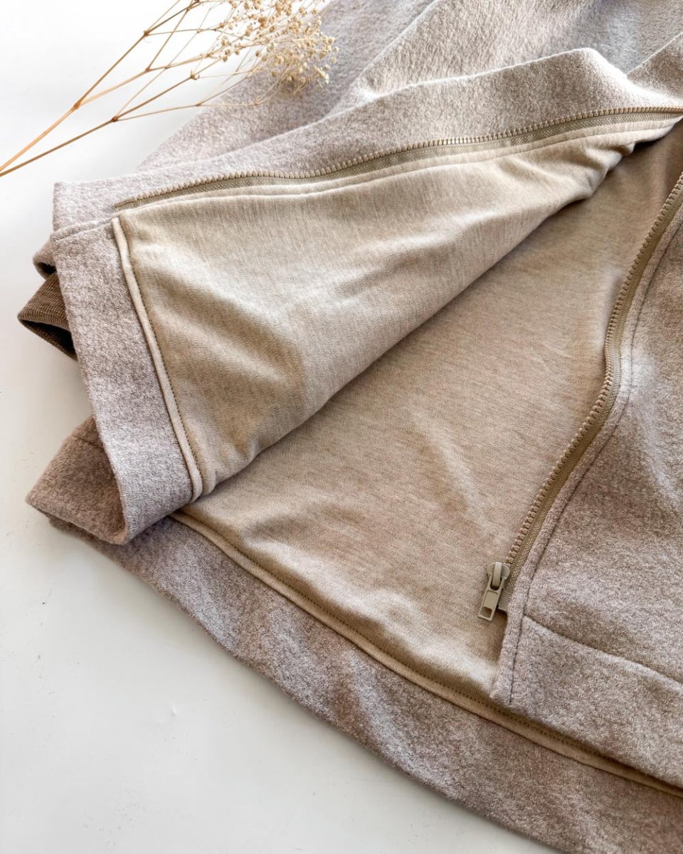 Sofortkauf: Damen Merino-Walkmantel mit Reißverschluss - Creme mit Wolljersey gefüttert, Gr. S (34/36) – Bild 4